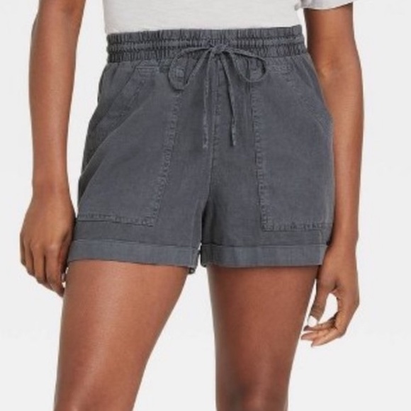 Universal Thread Pants - Universal Thread Black High-Waisted Linen Drawstring Utility Shorts w/ Pockets